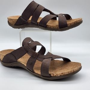 BearPaw Kai II Sandals Slides Straps Women's Size 11 Dark Brown Paisley Sole